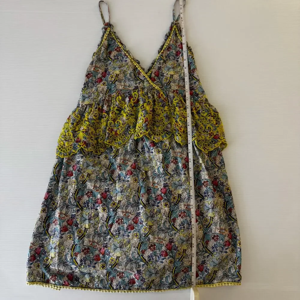 Anthropologie Barok Embroidered Floral Mini Dress Euro Summer Resort M Babydoll - Picture 9 of 16